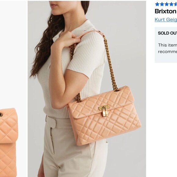 Nwt KURT Geiger  Peach Chain Strap Brixton Lock Shoulder Bag - Picture 1 of 16